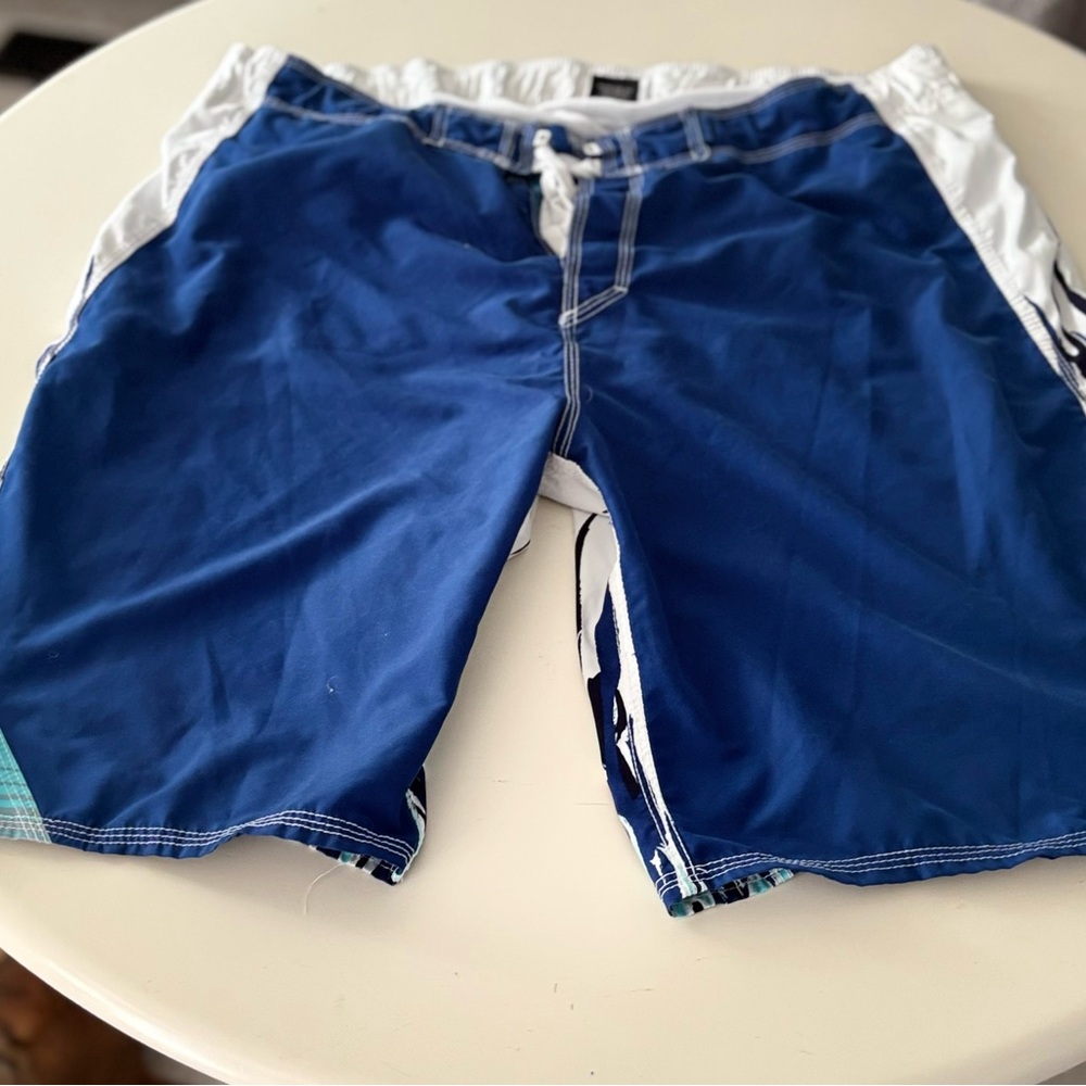 Blue and White Men's Swim Board Shorts